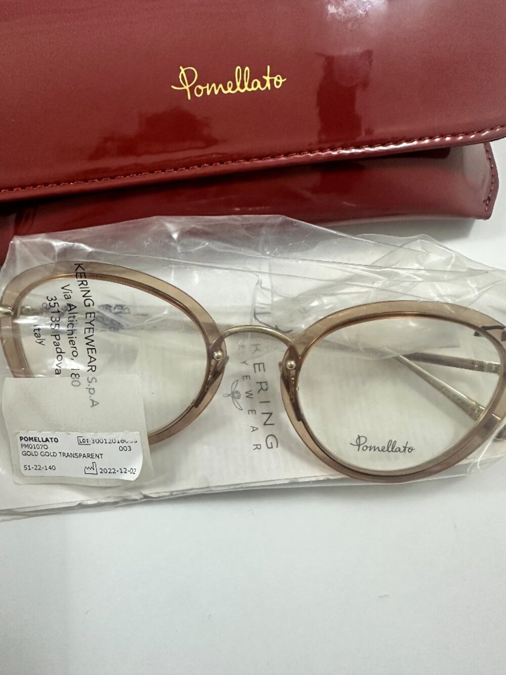 NIB Pomellato PM0107O 003 Gold Brown Eyeglasses Frames 51-22-140